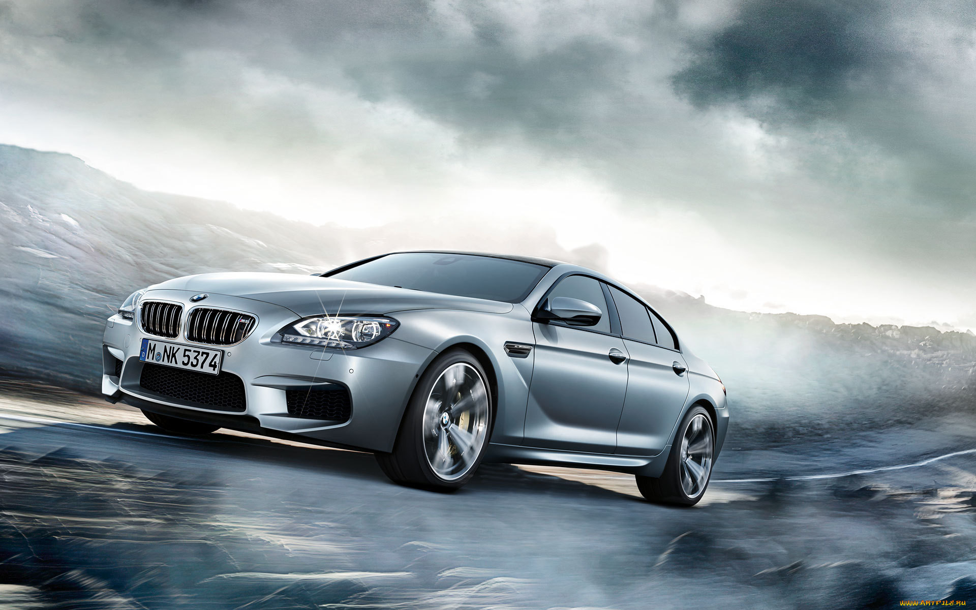 , bmw, mpower, tuning, motion, sky, clouds, road, m6, gran, coupe